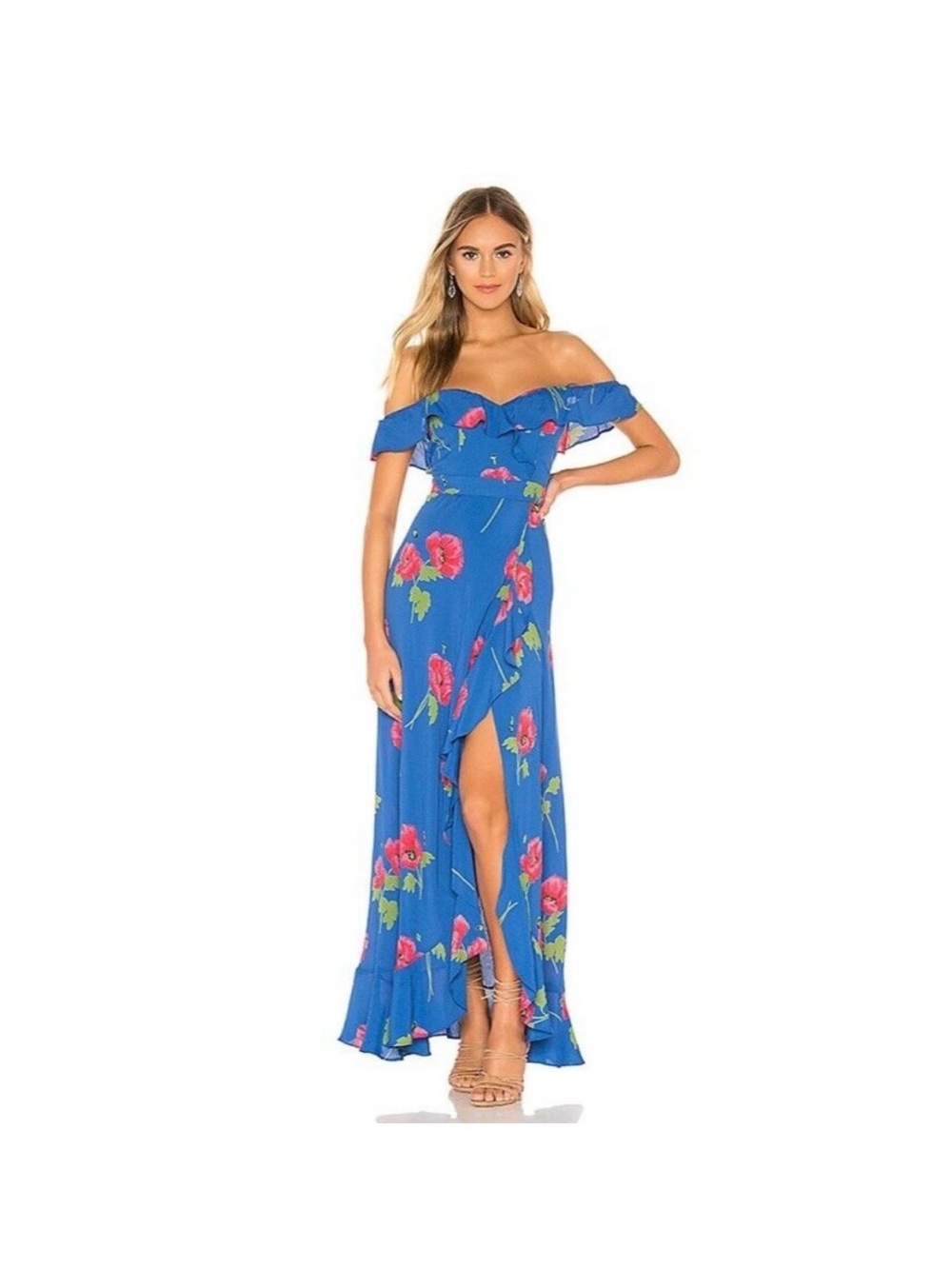 FLYNN SKYE Monica Maxi Dress – Floral Blue – Size XS